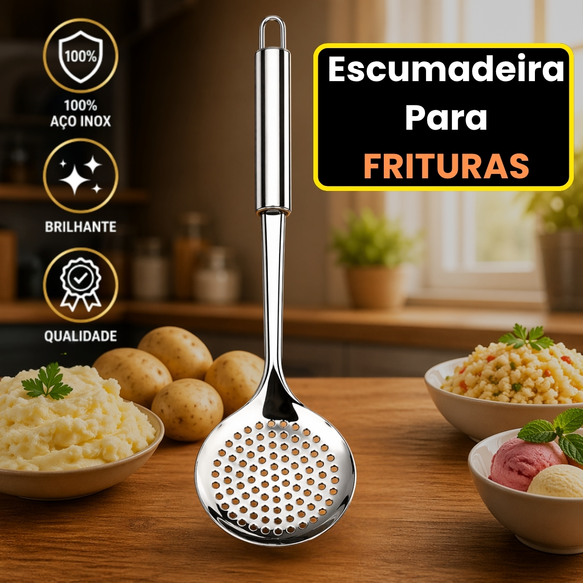 Escumadeira para frituras — foto profissional